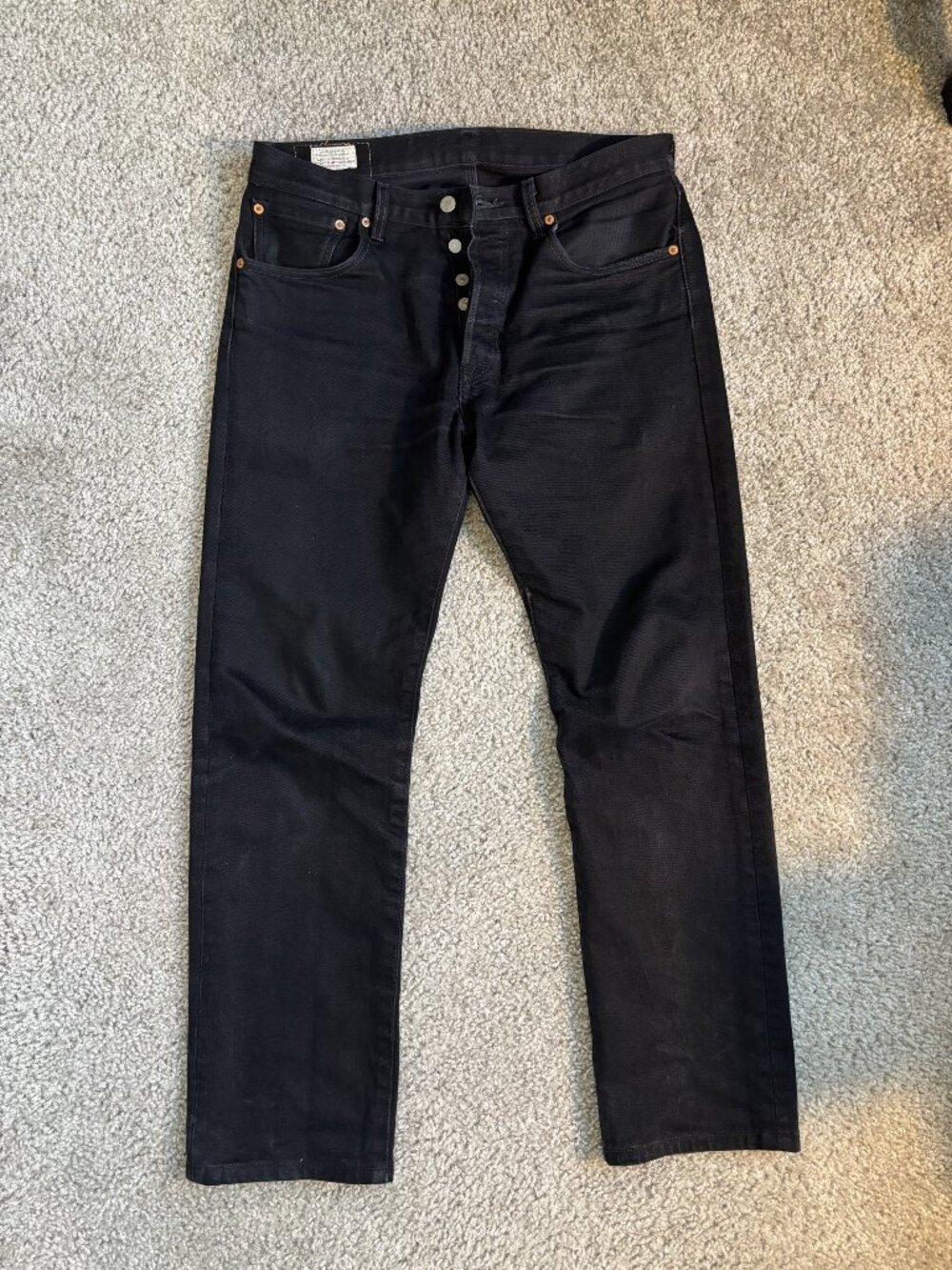 Levi's 501 '93 Straight Black Jeans Button Fly W31 L32 (Measures 34x29.5)